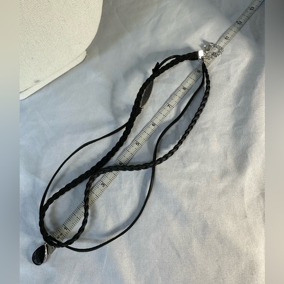 Double strand cord necklace with dangle charm and Love - Picture 3 of 4